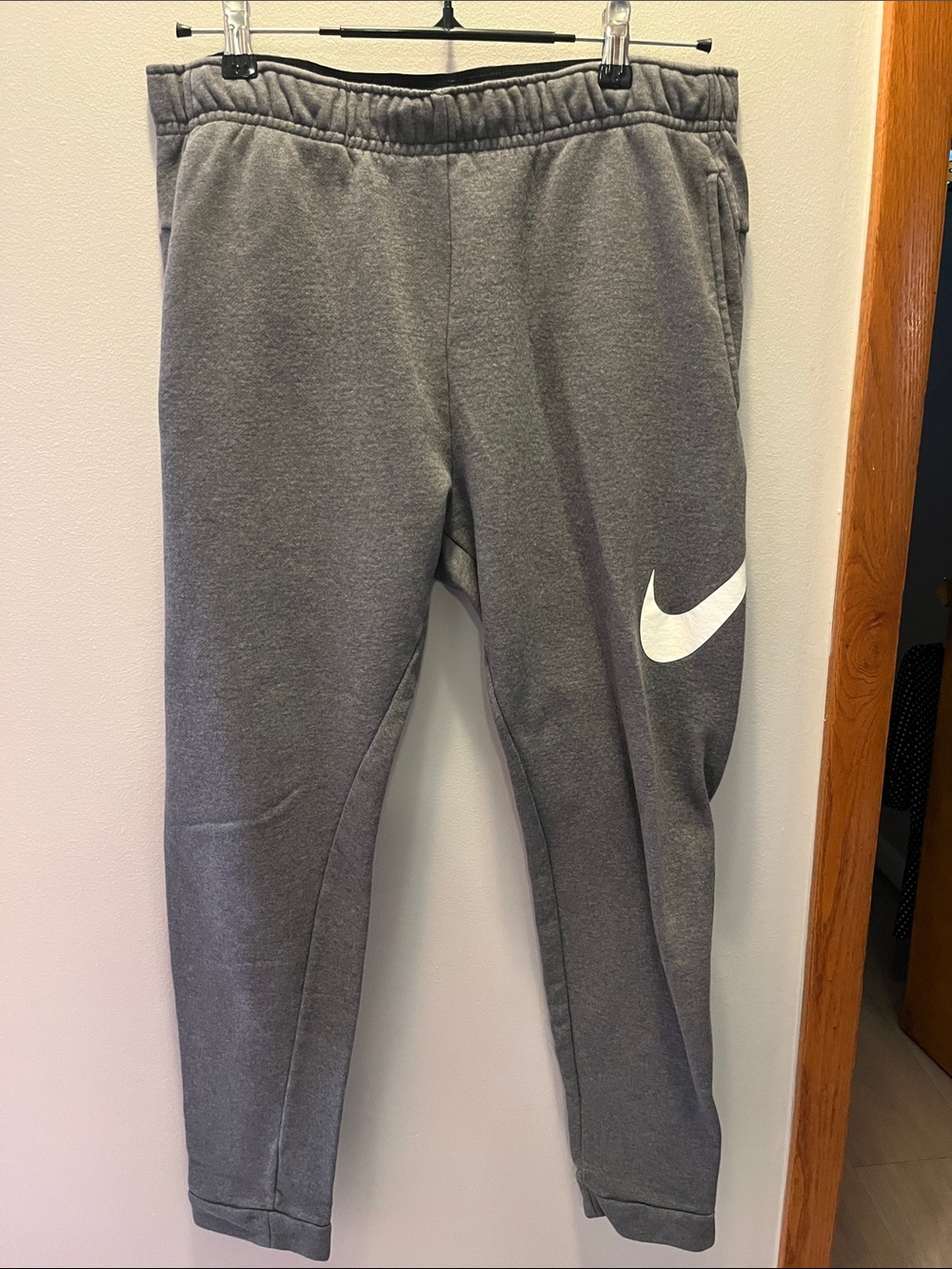 Men’s Nike Gray Jogger Sweatpants with White Swoosh